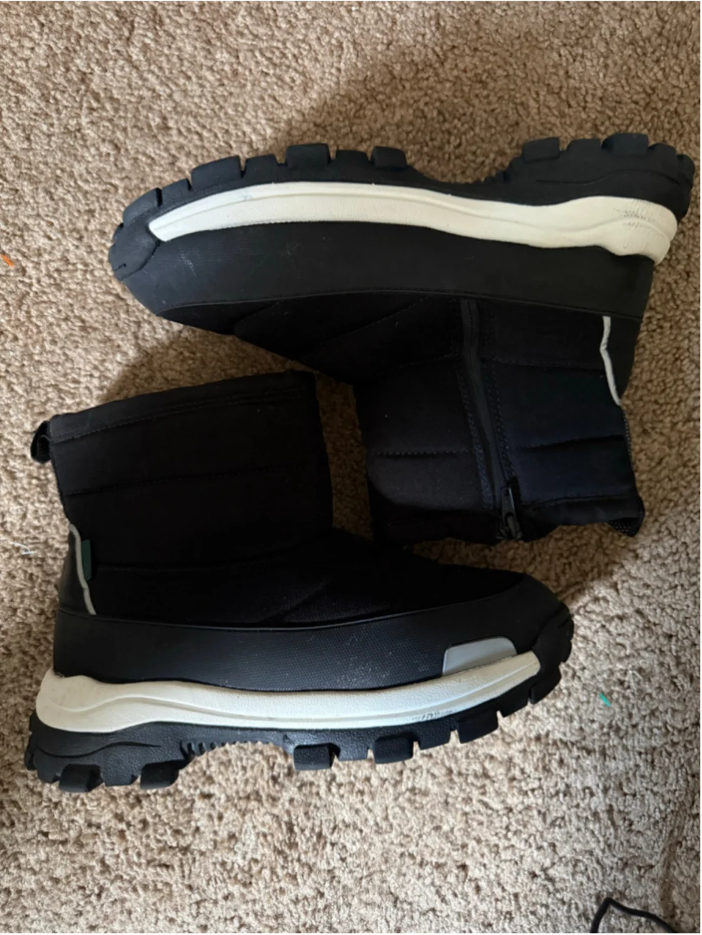 Women's Zara Black and White Puffer Winter Boots Size 7.5